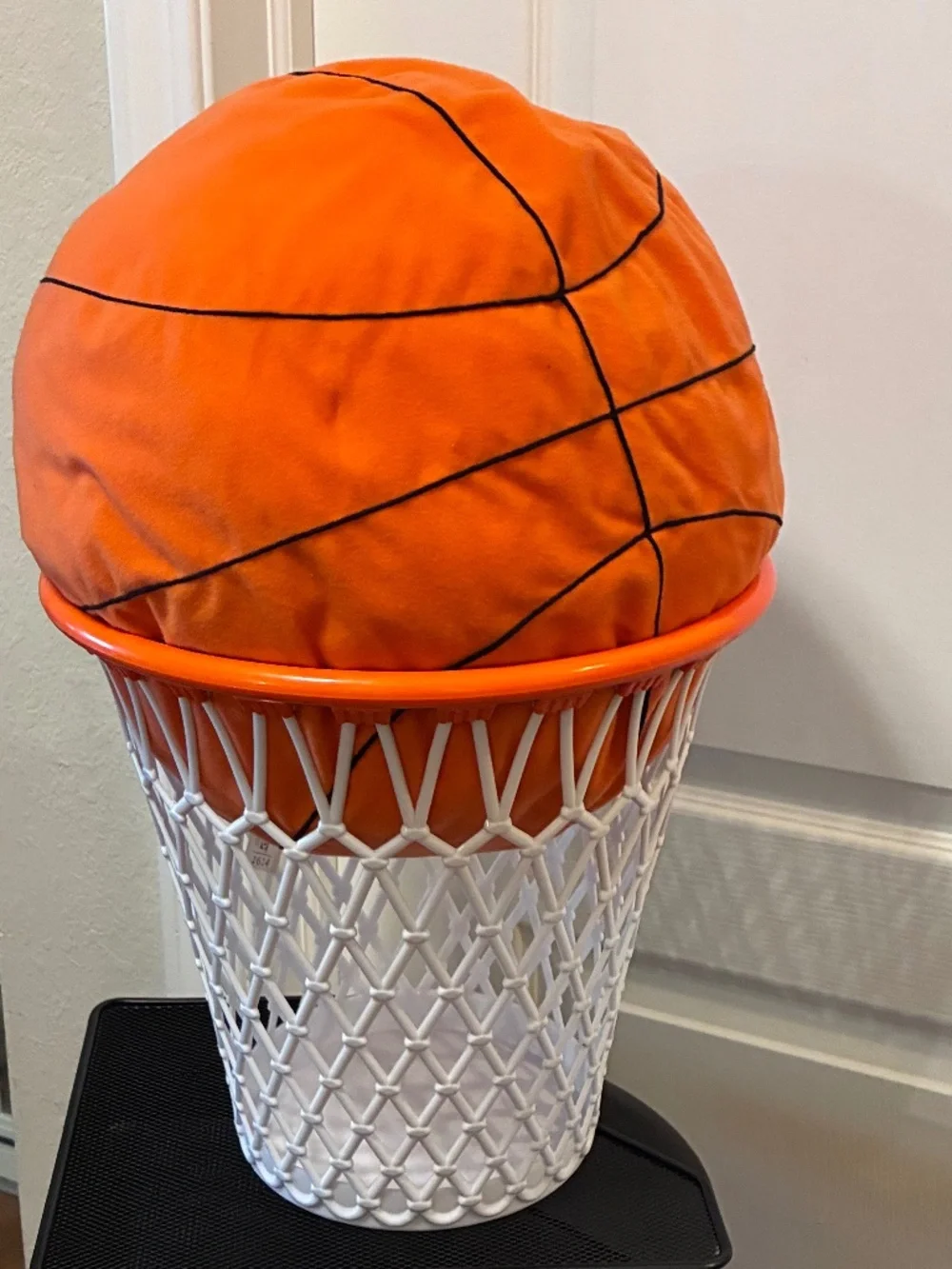 Basketball Hoop Trash Can & Large IKEA Plush Basketball Pillow